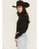 Image #2 - Cowgirl Hardware Women's Floral Embroidered Long Sleeve Snap Western Shirt, Black, hi-res