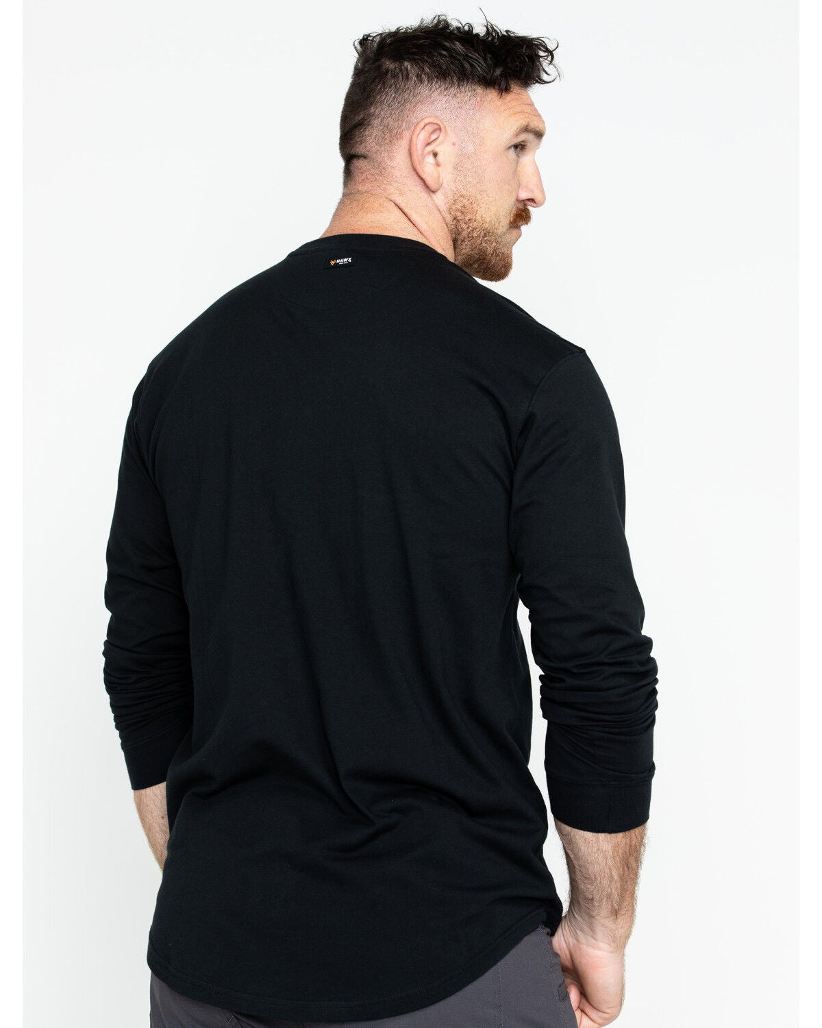 Image #2 - Hawx Men's Logo Crew Long Sleeve Work T-Shirt - Tall, Black, hi-res