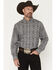 Image #1 - Ariat Men's Tatum Medallion Striped Long Sleeve Button-Down Western Shirt - Tall, Grey, hi-res