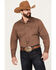 Image #1 - Wrangler Retro Men's Premium Solid Long Sleeve Snap Western Shirt, Brown, hi-res