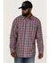Image #1 - Brothers and Sons Men's Plaid Print Long Sleeve Button Down Western Shirt, Indigo, hi-res