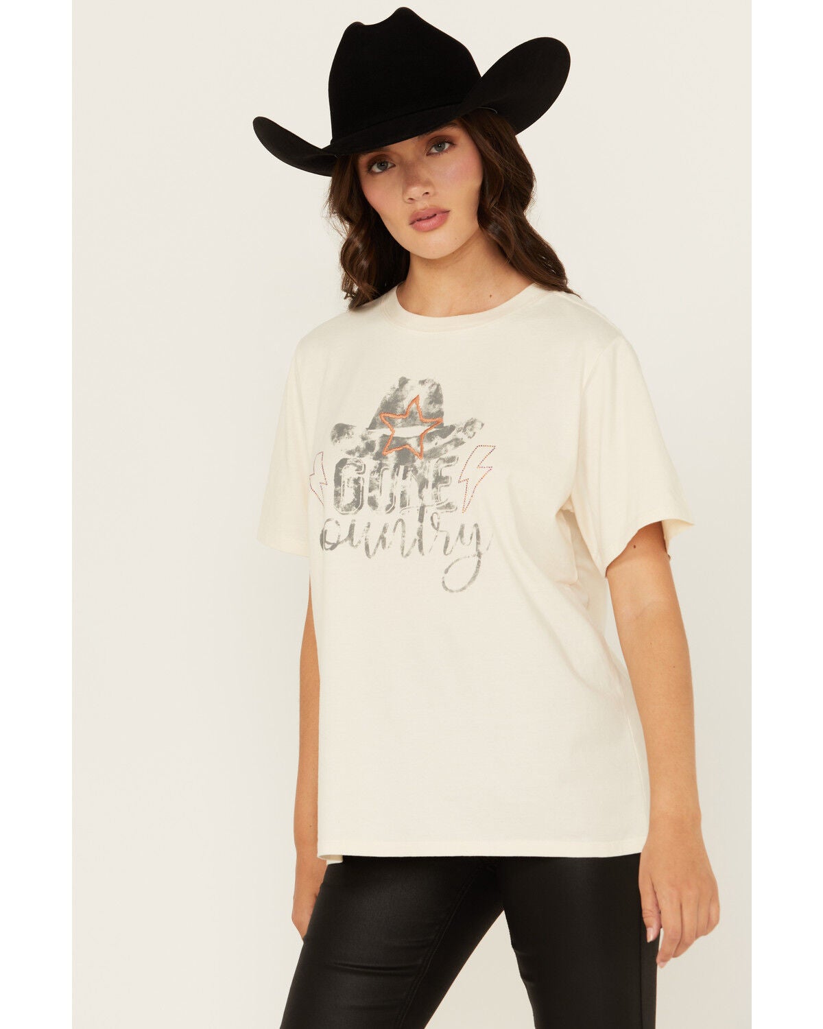 Blended Women's Gone Country Short Sleeve Graphic Tee, Cream, hi-res