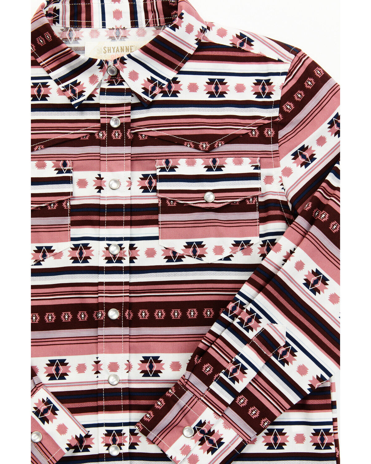 Image #2 - Shyanne Toddler Girls' Southwestern Printed Stripe Long Sleeve Pearl Snap Shirt, , hi-res