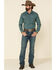 Rock & Roll Denim Men's Turquoise Floral Print Long Sleeve Western Shirt , Turquoise, hi-res