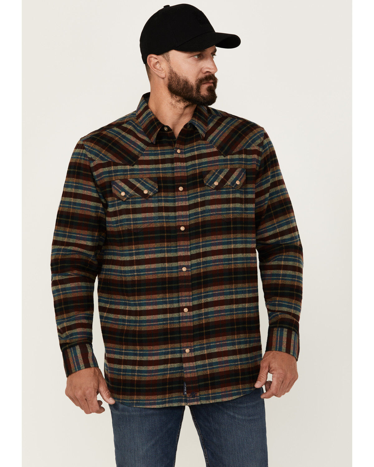 Image #1 - Moonshine Spirit Men's Underground Striped Print Long Sleeve Snap Western Shirt, Blue, hi-res