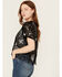 Image #3 - Rock & Roll Denim Women's Star Sequins Fringe Bolero, Black, hi-res