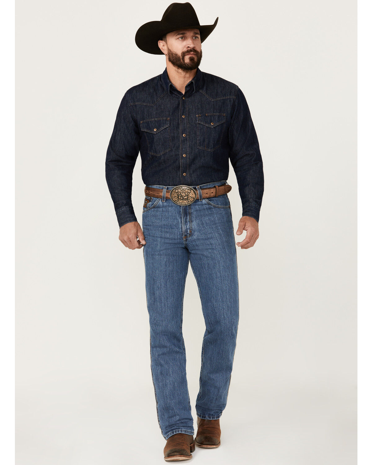 Image #1 - Cinch Men's Bronze Label Medium Wash Slim Fit Tapered Denim Jeans, Blue, hi-res