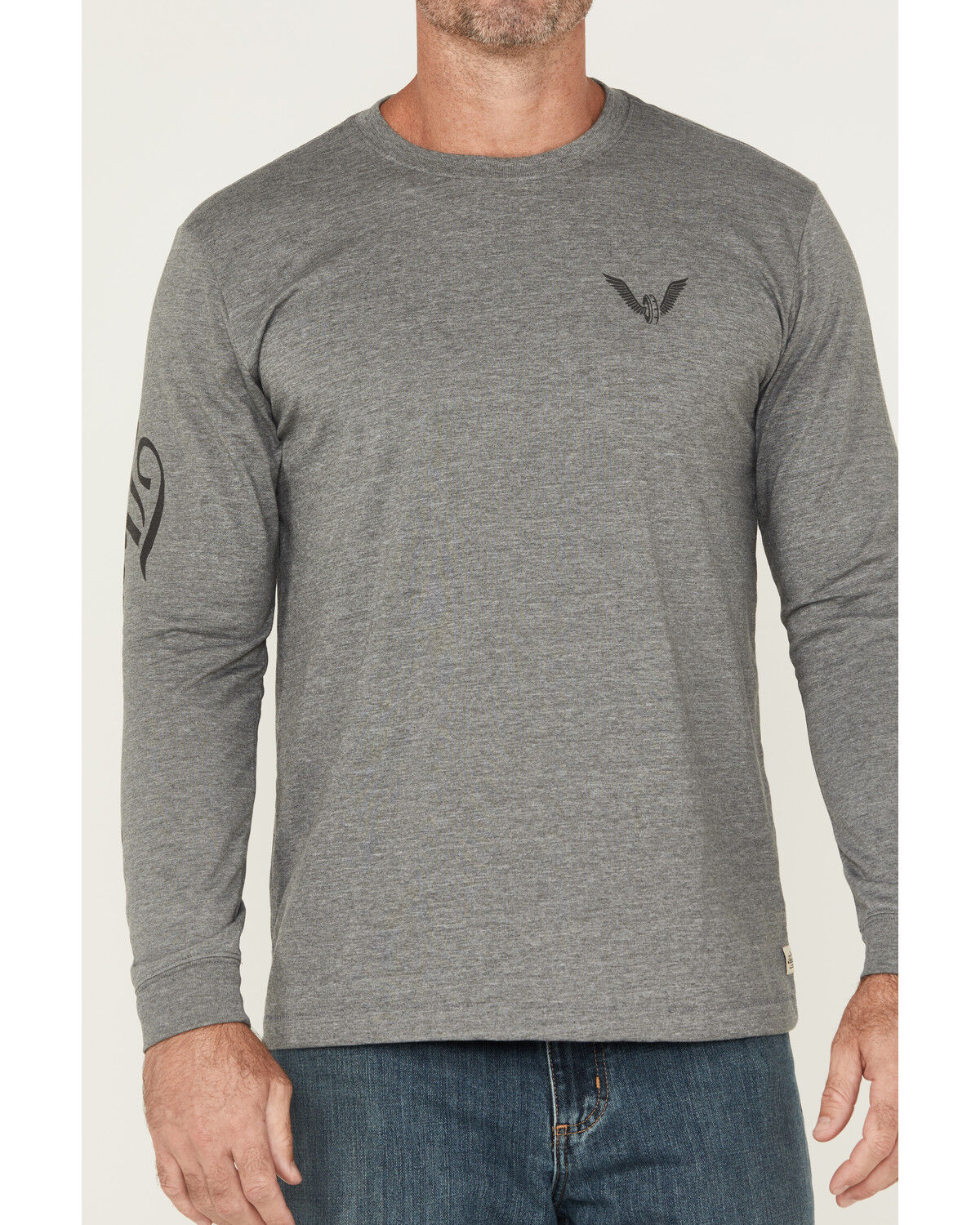 Image #3 - Thorogood Men's Wheel Script Logo Long Sleeve Graphic T-Shirt, Heather Grey, hi-res
