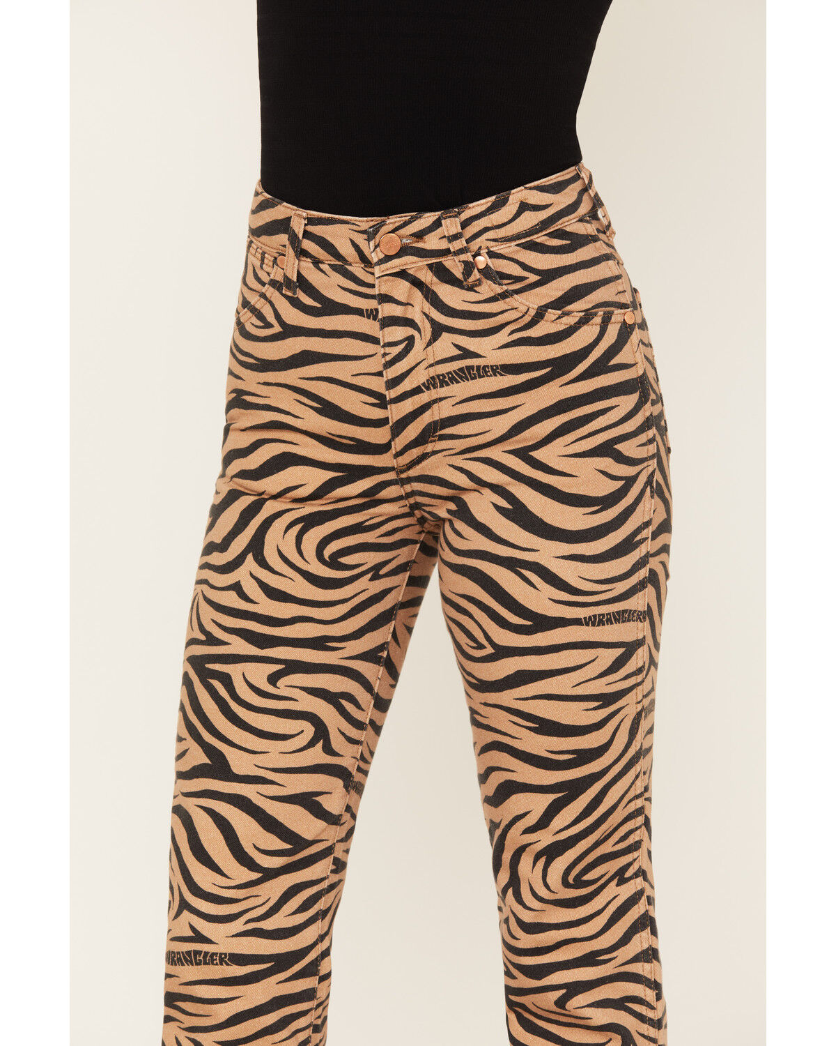 Image #2 - Wrangler Women's High Rise Wild West Purr Print Straight Jeans, Tan, hi-res