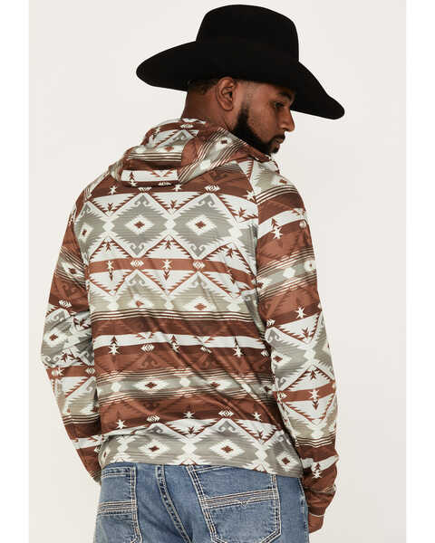 Rock & Roll Denim Men's Southwestern Stripe Print Hooded Sweatshirt, Taupe, hi-res