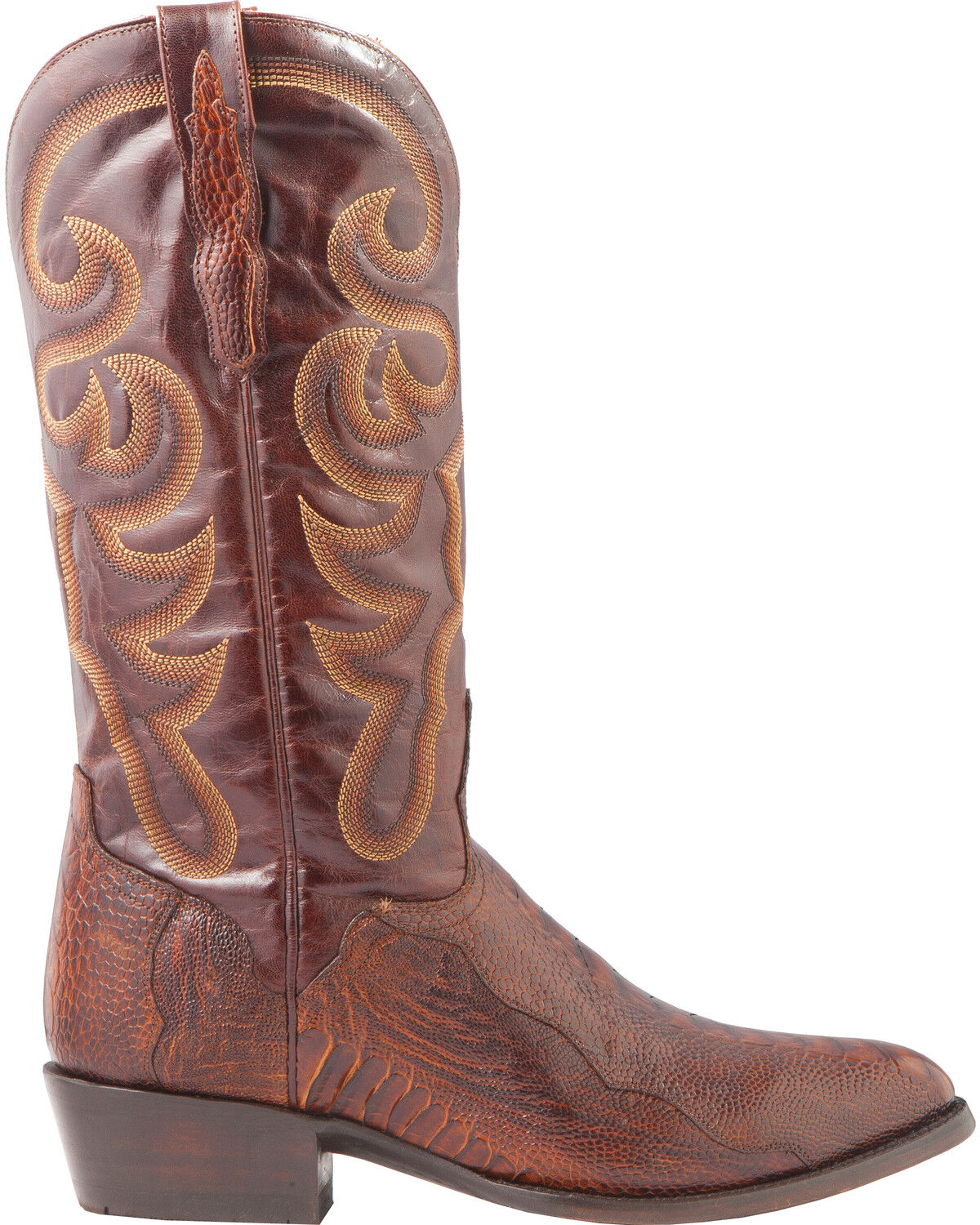 Image #2 - El Dorado Men's Handmade Ostrich Leg Brass Western Boots - Round Toe, Bronze, hi-res