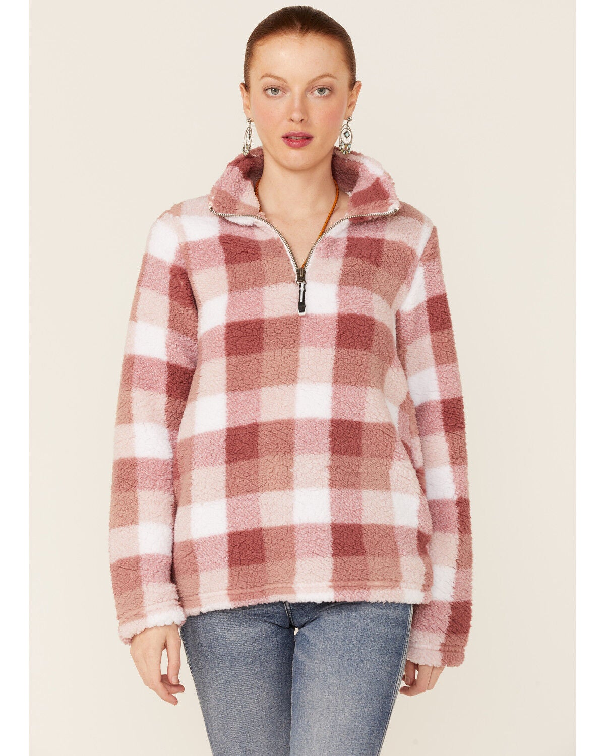 Roper Women's Pink Buffalo Plaid Polar 