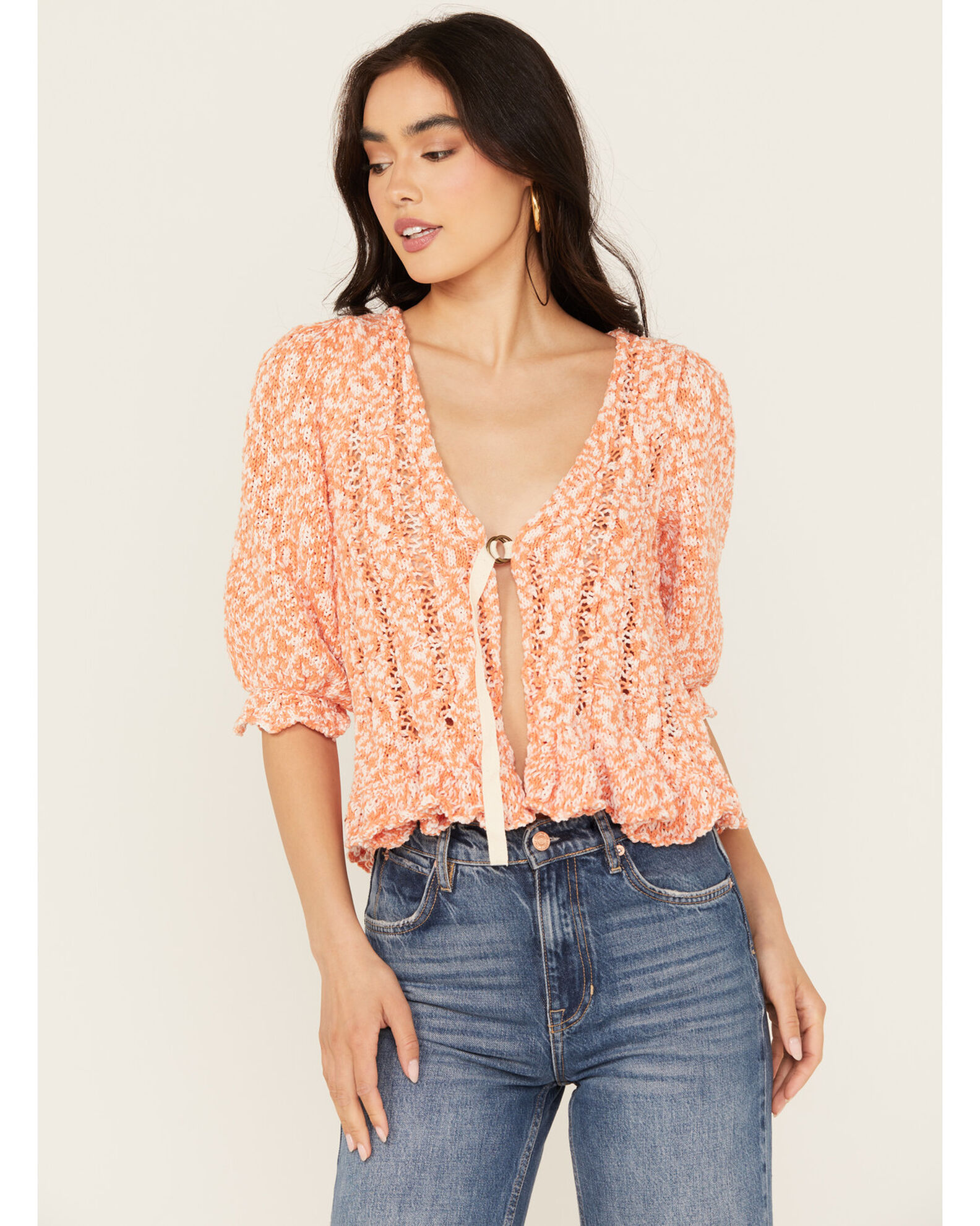 Free people orange cardigan store