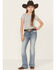 Image #3 - Miss Me Girls' Criss Cross Dark Wash Bootcut Stretch Denim Jeans, Medium Wash, hi-res