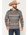 Image #1 - RANK 45&reg; Men's Stone Mesa Southwestern Print Tech Hooded Long Sleeve Shirt, Grey, hi-res