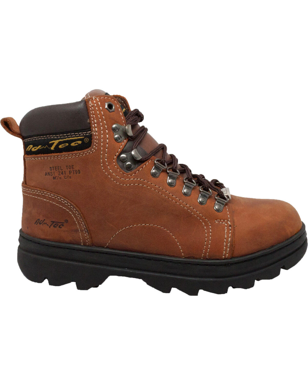 Image #2 - AdTec Men's 6" Leather Hiker Work Boots - Steel Toe, Brown, hi-res