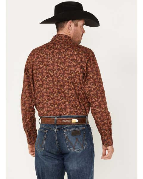 Image #4 - Cody James Men's On Tour Paisley Print Snap Western Shirt , Burgundy, hi-res