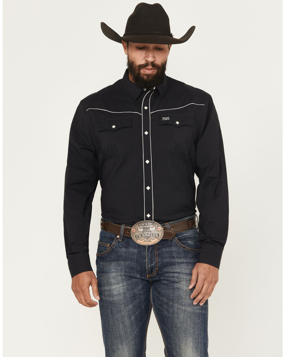 Image #1 - Kimes Ranch Men's Laneboro Solid Long Sleeve Snap Performance Western Shirt, Black, hi-res