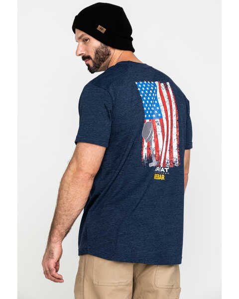 Image #2 - Ariat Men's Rebar Cotton Strong American Grit Work T-Shirt , Navy, hi-res