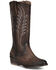 Image #1 - Circle G Women's Tobacco Embroidery Zip Leather Western Boot - Round Toe, Dark Brown, hi-res