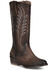 Image #1 - Corral Women's Tobacco Embroidery Zip Leather Western Boot - Round Toe, Dark Brown, hi-res