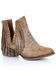 Image #1 - Circle G Women's Brown Studded Fringe Booties - Round Toe, Brown, hi-res