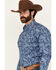Image #2 - Ely Walker Men's Tonal Paisley Print Long Sleeve Snap Stretch Western Shirt, Blue, hi-res