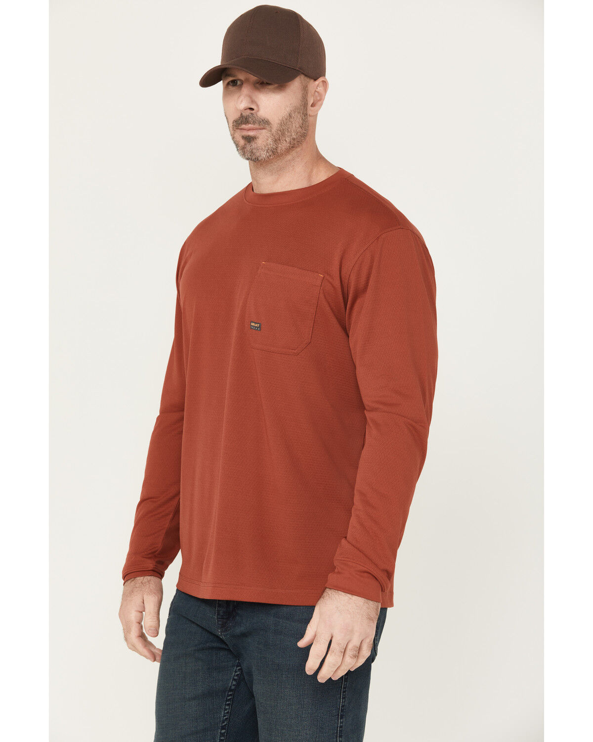 Image #2 - Ariat Men's Rebar Heat Fighter Long Sleeve Work Shirt, Dark Red, hi-res