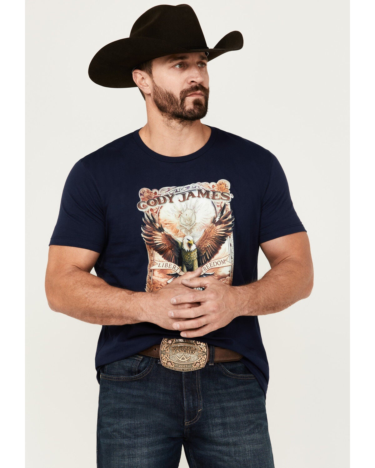 Cody James Men's Liberty Death Short Sleeve Graphic T-Shirt, Navy, hi-res