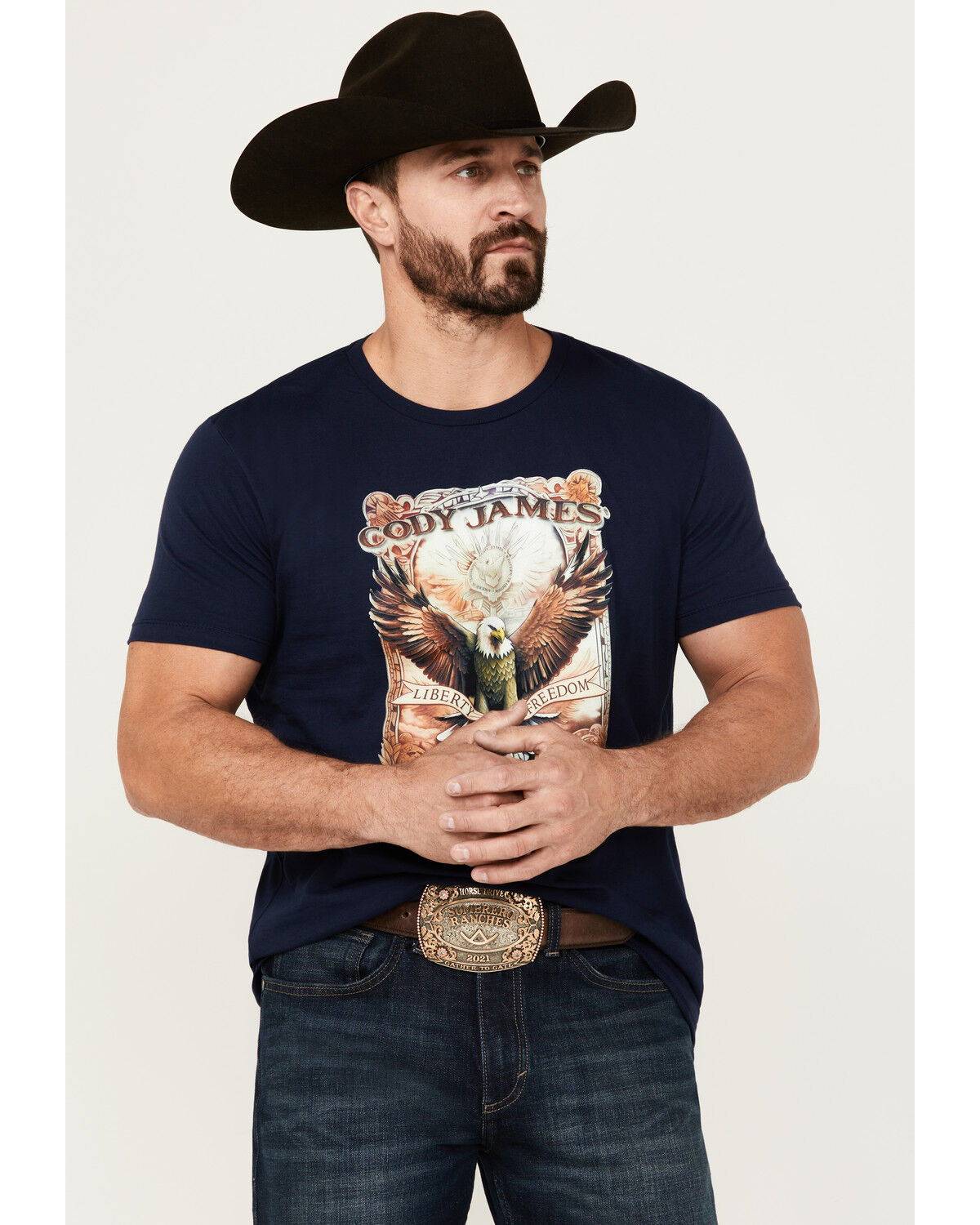 Image #1 - Cody James Men's Liberty Death Short Sleeve Graphic T-Shirt, Navy, hi-res