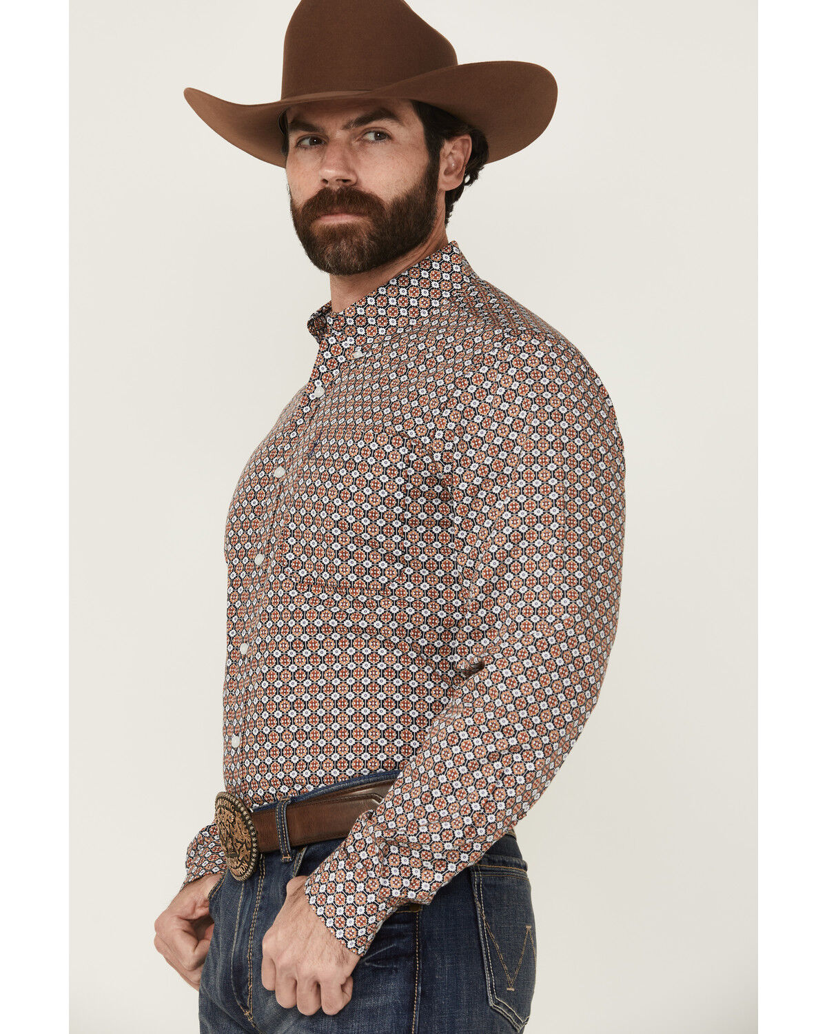 Image #2 - Cinch Men's Geo Print Long Sleeve Button-Down Western Shirt, Multi, hi-res
