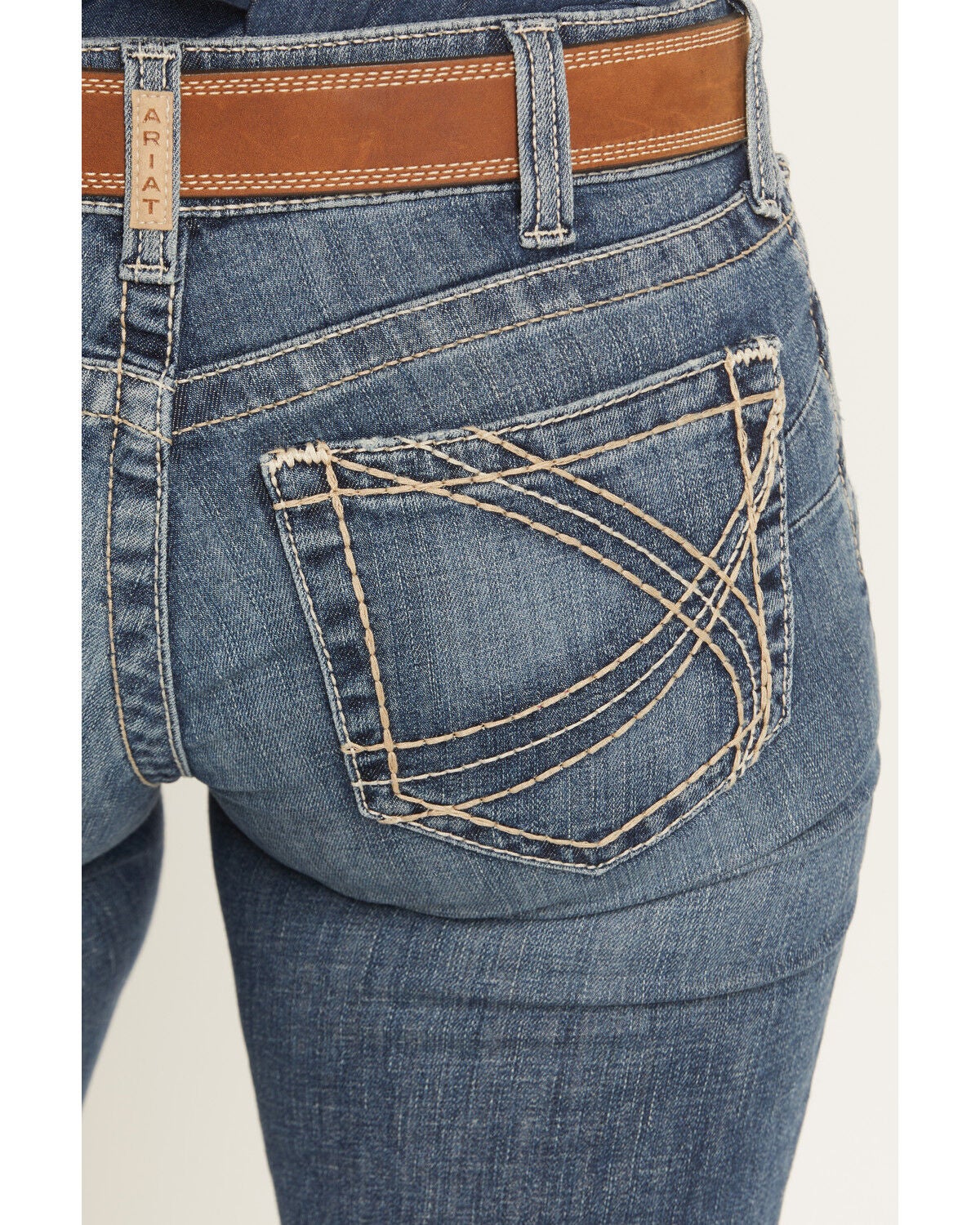 Image #4 - Ariat Women's Estelle Medium Wash Mid Rise Straight Stretch Denim Jeans, Medium Wash, hi-res