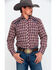Roper Men's Fancy Small Plaid Embroidered Long Sleeve Western Shirt  , Brown, hi-res
