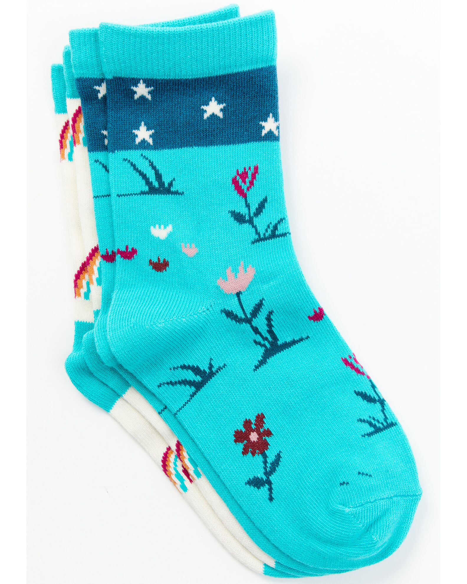 Image #2 - Shyanne Girls' Rainbow 2-Pack Crew Socks, Multi, hi-res