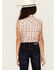 Image #4 - Cumberland Outfitters Girls' Plaid Print Sleeveless Pearl Snap Western Shirt, Peach, hi-res