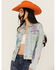 Image #3 - Blue B Women's Light Wash Rhinestone Embellished Denim Jacket, , hi-res