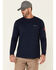 Image #1 - Hawx Men's Navy Original Logo Crew Long Sleeve Work T-Shirt - Tall, Navy, hi-res