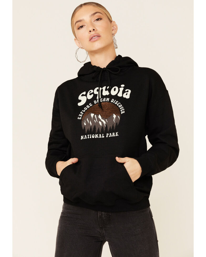 Cut & Paste Women's Black Sequoia Foil Graphic Hooded Sweatshirt , Black, hi-res