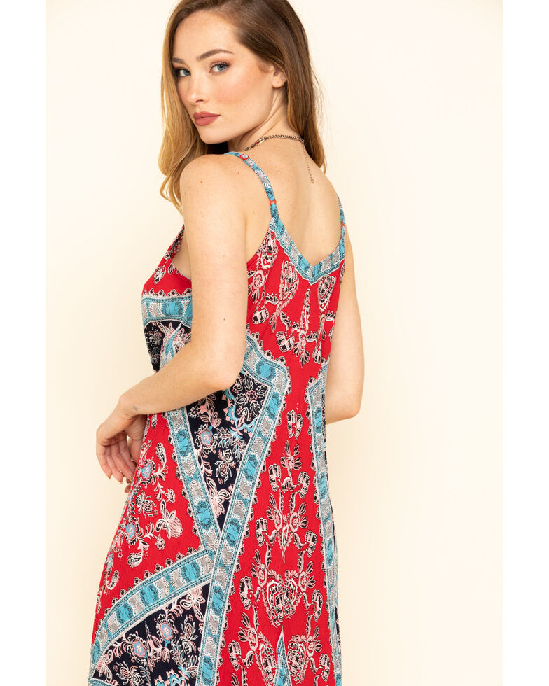 Bila Women's Border Print Hanky Hem Slip Dress, Red/white/blue, hi-res