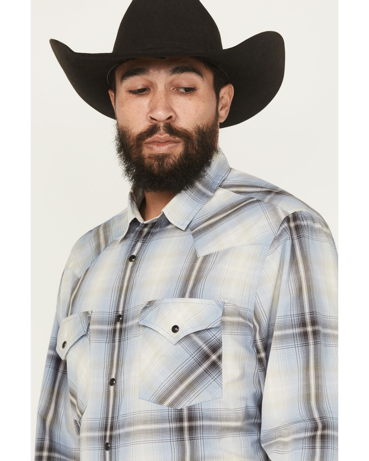Image #2 - Pendleton Men's Frontier Plaid Print Long Sleeve Snap Western Shirt, Charcoal, hi-res