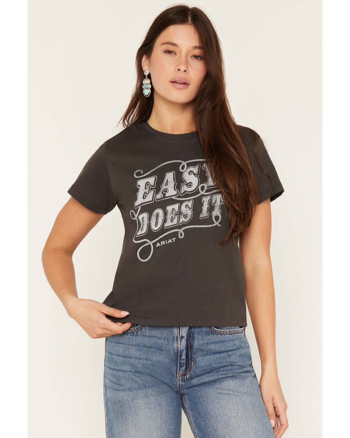Image #1 - Ariat Women's Easy Does It Short Sleeve Graphic Tee, Black, hi-res
