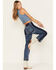 Image #3 - Ceros Women's Medium Wash High Rise Dark Wash Side Seam Straight Jeans, Blue, hi-res