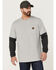 Image #1 - Hawx Men's Layered Pocket Light Gray Long Sleeve Work T-Shirt , Light Grey, hi-res