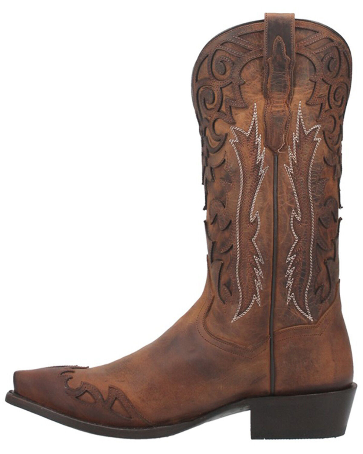 Image #3 - Dan Post Men's Denton All-Over Overlay Western Boots - Snip Toe, Tan, hi-res