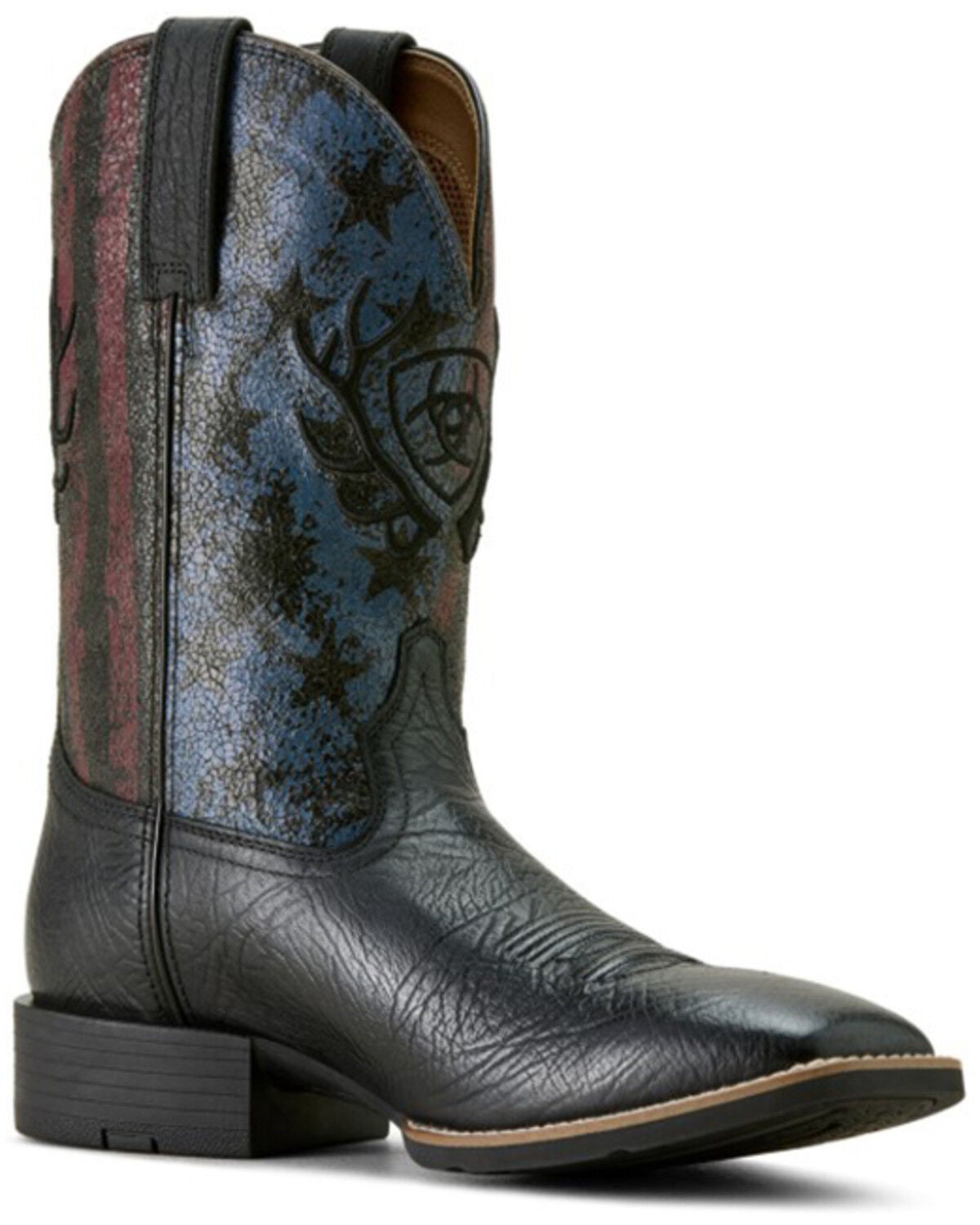 Ariat Men's Sport Liberty Antler Western Boots - Broad Square Toe, Black, hi-res