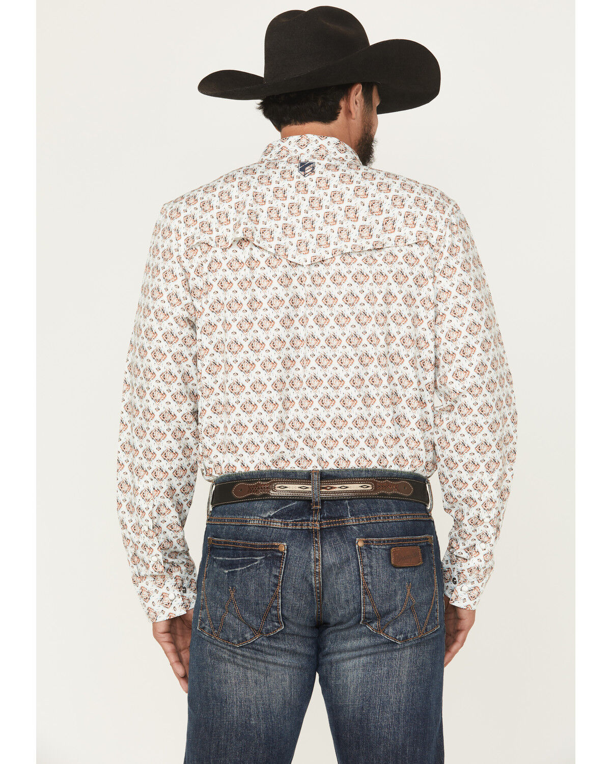 Image #4 - RANK 45® Men's Romans Medallion Print Long Sleeve Snap Performance Western Shirt, White, hi-res
