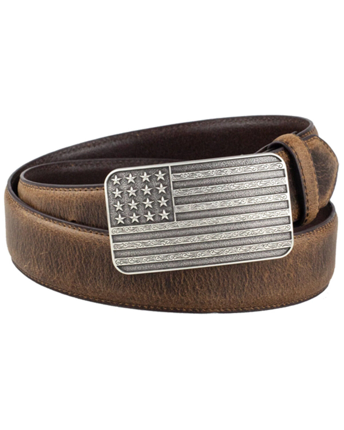 Image #1 - Cody James Men's American Flag Buckle Belt, Brown, hi-res