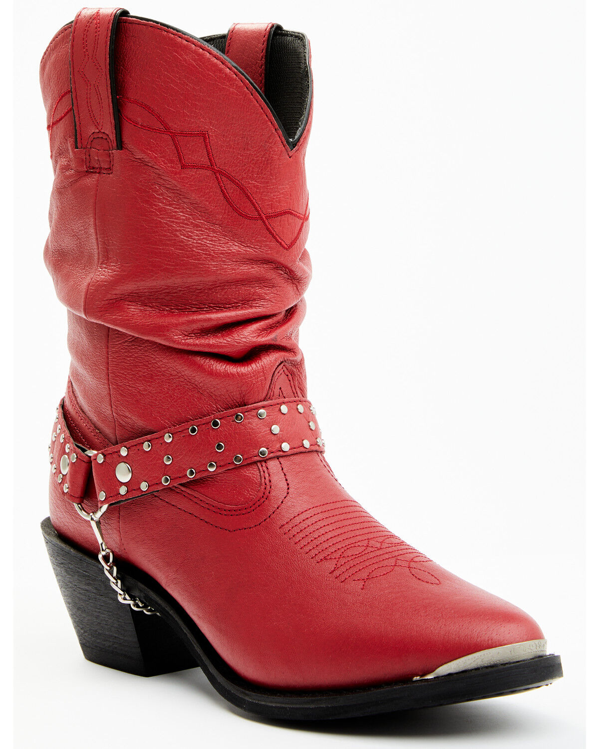 Image #1 - Shyanne Women's Ally Slouch Harness Fashion Boots - Round Toe, Red, hi-res