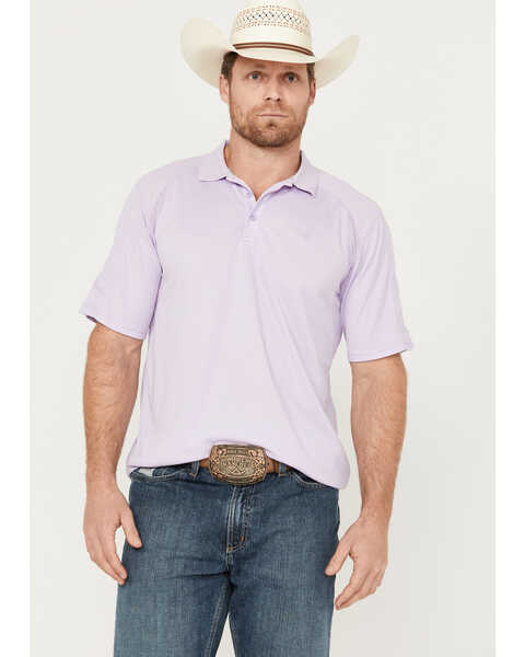 Image #1 - Ariat Men's AC Short Sleeve Polo Shirt, Lavender, hi-res