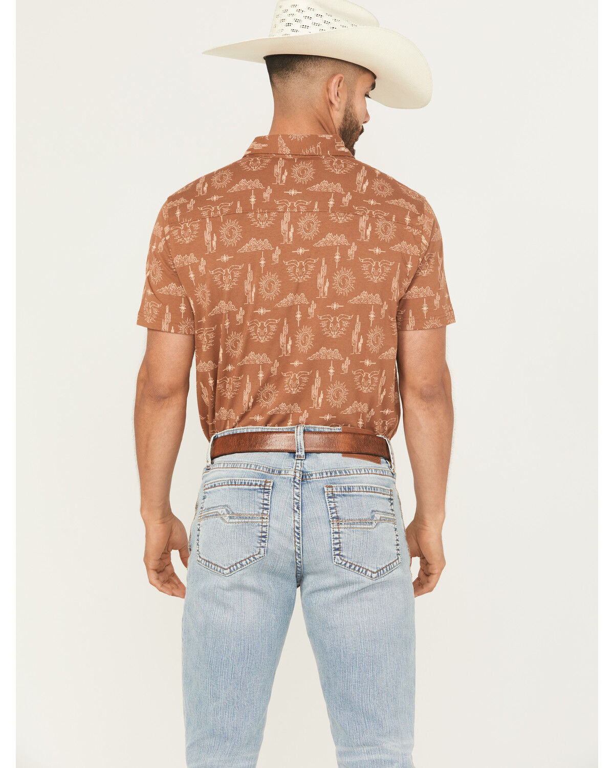 Image #4 - Ariat Men's Retro Desert Print Short Sleeve Button-Down Stretch Western Shirt, Coffee, hi-res